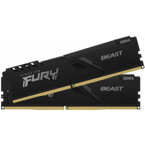 32GB (Kit of 2*16GB) DDR4-3733  Kingston FURY® Beast DDR4, PC29800, CL19, 1Gx8, 1.35V, Auto-overclocking, Asymmetric BLACK low-profile heat spreader, Intel XMP Ready  (Extreme Memory Profiles)