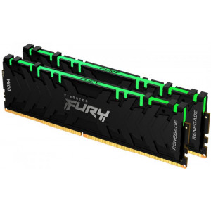 64GB (Kit of 2*32GB) DDR4-3200 Kingston FURY® Renegade DDR4 RGB, PC25600, CL16, 1.35V, BLACK Large heat spreader, Dynamic RGB effects featuring Kingston FURY Infrared Sync technology, Intel XMP Ready (Extreme Memory Profiles)