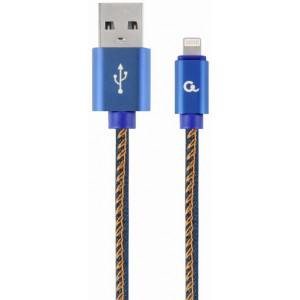 Cable USB2.0/8-pin (Lightning) Premium Jeans - 1m - Cablexpert CC-USB2J-AMLM-1M-BL, Blue, USB 2.0 A-plug to 8-pin plug, blister