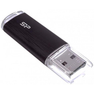 16GB USB2.0  Silicon Power Ultima U02 Black, Strap-hole Design with cap to protect USB connector (Read 18 MByte/s, Write 10 MByte/s)