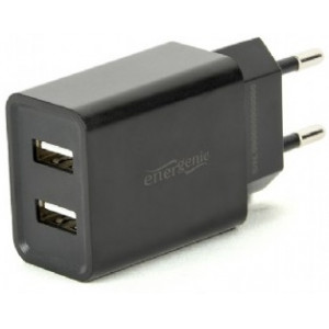 Universal USB Charger - Gembird EG-U2C2A-03-BK, 2-port universal USB charger, 2.1 A, Black