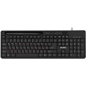 Keyboard SVEN KB-S302, Multimedia, Tray for smartphone, Black, USB