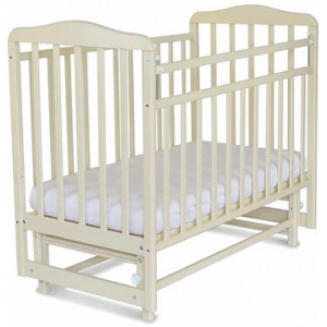 164009 Кровать детская Митенька с маятником  (опускающаяся планка, бежевый) размер ложа 1200х600 мм