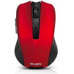 SVEN RX-350W Red Wireless, Optical Mouse, 2.4GHz, 5-buttons, Nano Receiver, 1200/1800 dpi, USB