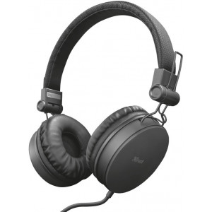 Trust Tones, On-ear headphones in foldable design with soft padding and adjustable headband, Black