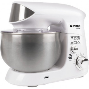 Food Processor VITEK VT-1444, 1400W power output, bowl 5L, 6 speeds levels, 2x dough hook, 1x beater, white