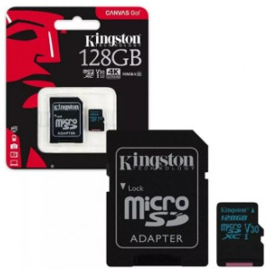 Карта памяти Kingston 128 GB microSDHC + SD Adapter Class10