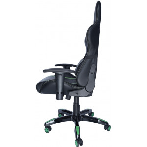 Gaming chair SPACER  SPCH-TRINITY-GRN  Black-Green, Synthetic PU,120 kg max., Adjustable Back Angle 90°- 135°, Armrests ajustable, Pillow-2