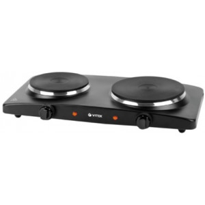Cooker Mini VITEK VT-3704, 2500W, (1500W and 1000W)electric, 2hobs 185mm and 155mm, safety shutdown .black