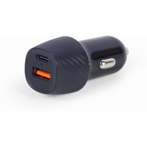 USB Car Charger - TA-U2QC3-CAR-02, 2-port USB car fast charger, Type-C PD, 18 W, black