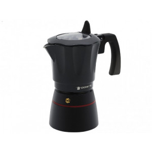 Geyser Coffee Maker Polaris PRO collection-6C, 300 ml, 6 cups, 360° TURBO INDUCTION, black