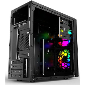 2E Computer case BASIS (RD858) MiniT, Micro ATX,Mini ITX,2xUSB3.0,2x120mm ARGB,acrylic (side panel),without PSU, black