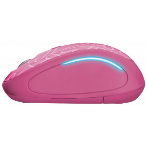 Trust Yvi Wireless Mouse - Pink, 8m 2.4GHz, Micro receiver, 800-1600 dpi, 4 button, Rubber sides for comfort and grip, USB