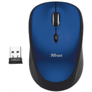 Trust Yvi Wireless Mouse - Blue, 8m 2.4GHz, Micro receiver, 800-1600 dpi, 4 button, Rubber sides for comfort and grip,USB