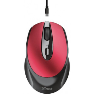 Trust Zaya Wireless Rechargeable Optical Mouse, 2.4GHz, Nano receiver, 800/1600 dpi, 4 button, USB, Red