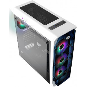 Case ATX GAMEMAX StarLight FRGB, w/o PSU, 4x120mm RGB fans,Fan controller,Transparent, USB3.0, White