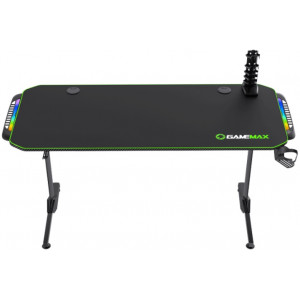 Gaming Desk Gamemax D140-Carbon, 140x60x75cm, Headsets hook, Cup holder, Cable managment