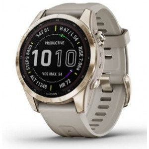 Спортивные часы Garmin Fenix 7S Sapphire Solar Cream Gold Titanium with Light Sand Band