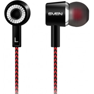 Earphones SVEN E-108 Black/Red, 3pin 3.5mm mini-jack