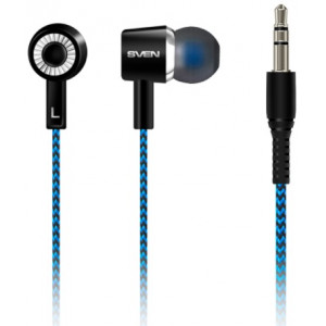 Earphones SVEN E-106  Black/Blue, 3pin 3.5mm mini-jack