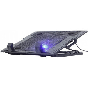 Gembird NBS-1F17T-01, Notebook cooling stand with height adjustment, up to 17", LED backlight in fans, Large 12 cm cooling fan, 11500 RPM (± 10 %) noise 10 dBA, Black
