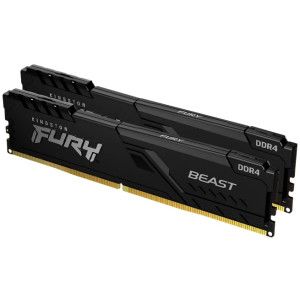 32GB (Kit of 2*16GB) DDR4-5600 Kingston FURY® Beast DDR4, PC44800, CL40, 1Gx8, 1.25V, Auto-overclocking, Asymmetric BLACK low-profile heat spreader, Intel XMP 3.0 Ready (Extreme Memory Profiles)