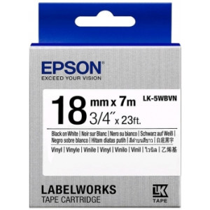 Tape Cartridge EPSON LK-5WBVN; 18mm/7m Vinyl, Black/White, C53S655027