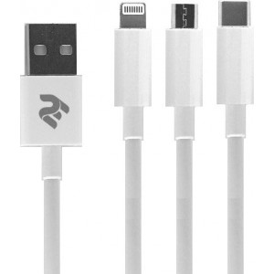 2E Cable USB 3 in 1 Micro/Lighting/Type C, 5V/.4A, 1.2m, white