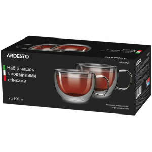 Набор чашек Ardesto с двойными стенками, 300 мл, H 7,5 см, 2 шт, боросиликатное стекло
