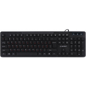 Keyboard Gembird KB-MCH-04, Slimline, Silent, 12 FN keys, Chocolate type, Black, USB