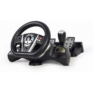 Игровой руль Gembird STR-M-01, 9", 270 degree, Pedals, Gear stick, 4-axis, 8 buttons, Vibration feedback, USB