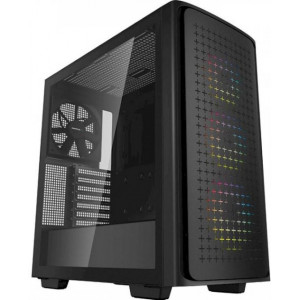 DEEPCOOL CK560 ATX Case, with Side-Window Tempered Glass Side, without PSU, Tool-less, Pre-Installed Fans: Front 3X120mm, Rear 1X140mm, 2xUSB3., 1xTypeC /Audio, Black