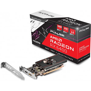 Sapphire PULSE Radeon™ RX 6400 4GB GDDR6 64Bit 2321/16000Mhz, 1xHDMI, 1xDP, Single Fan, SP: 768, AMD RDNA 2, 2nd Gen 6nm GPU, PCIe4.0, Axial Fan Cooling, IFC IV, Fuse Protection, Low Profile, ATX bracket included, Lite Retail