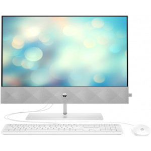 HP Pavilion AiO 24-k1001ur PC, Core i3-10305T (3.00 GHz, 4 core) 35W | 8GB DDR4 2666 (1x8GB) | 256 GB SSD NVMe | NVIDIA Gef MX350 2GB | LCD 23.8 LED FHD | FreeDos 3.0 | White w/Wireless Charger – 5MP Camera |
