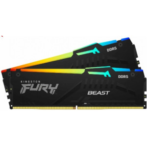 16GB DDR5-6000MHz Kingston FURY Beast RGB (Kit of 2x8GB) (KF560C40BBAK2-16), CL40-40-40, 1.35V, Blk