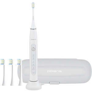 Electric Toothbrush Polaris PETB 0503 TC, toothbrush, rechargeable battery, rotating cleaning mode, timer 2 min, app control, charging station. white