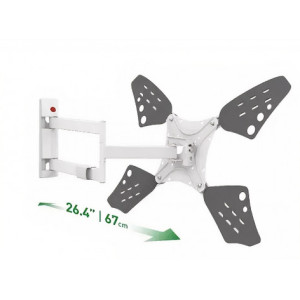 Wall Mount Barkan 3400LW White 13"-83" Long Full Motion, max.50kg, VESA mm: up to 600x400mm