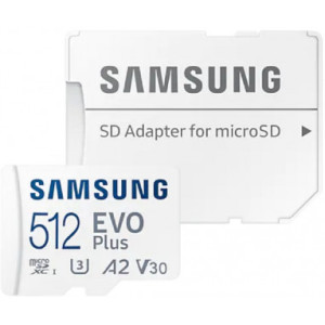 512GB MicroSD (Class 10) UHS-I (U3) +SD adapter, Samsung EVO Plus MB-MC512KA ( R:130MB/s)