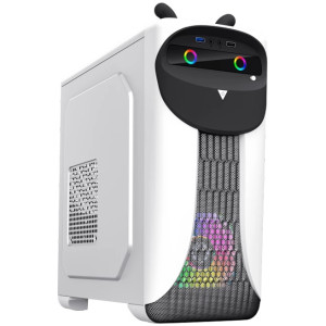 Case mATX GAMEMAX CUTE OWL, w/o PSU, 1x120mm ARGB & 1x80mm fans, USB3.0, Black/White