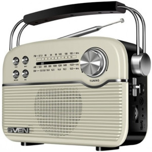 Speakers SVEN Tuner SRP-500 White 3W, Bluetooth, FM/AM/SW, USB, microSD, AUX, battery