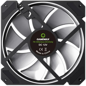 PC Case Fan GAMEMAX FN-12Rainbow-C9, 120mm, ARGB, 28.8dB, 56,62 CFM, 1200RPM, Hydro Bearing, Black
