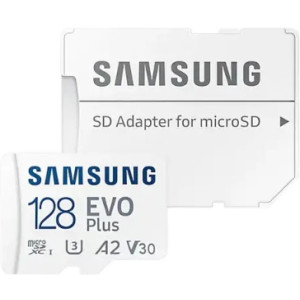128GB MicroSD (Class 10) UHS-I (U3)+SD adapter, Samsung EVO Plus MB-MC128KA (R:130MB/s )