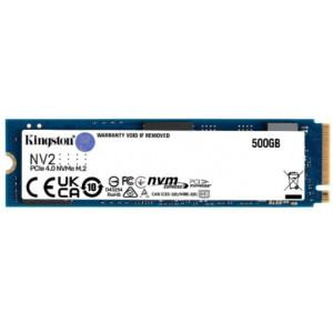 M.2 NVMe SSD 500GB Kingston NV2, Interface: PCIe4.0 x4 / NVMe1.3, M2 Type 2280 form factor, Sequential Reads 3500 MB/s, Sequential Writes 2100 MB/s, Phison E19T controller, TBW: 160TB, 3D QLC NAND flash