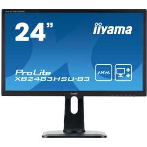 23.8" Iiyama ProLite XB2483HSU-B3 AMVA LED Borderless 75Hz Monitor WIDE 16:9, 0.275, 4ms, Speakers 2x2W, HAS + Pivot, Advanced Contrast 80M:1, Static Contrast 3000:1, H:30-80kHz, 1920x1080 Full HD, USB Hub, HDMI/Display Port/VGA, TCO03 (monitor/монитор)