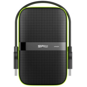 2.5" External HDD 1.0TB (USB3.1)  Silicon Power Armor A60, Black, Rubber + Plastic, Military-Grade Protection MIL-STD 810G, IPX4 waterproof, Advanced internal suspension system keeps the hard drive safe from drops and bumps