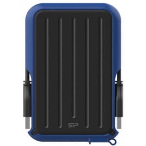 2.5" External HDD 2.0TB (USB3.2)  Silicon Power Armor A66, Black/Blue, Rubber + Plastic, Military-Grade Protection MIL-STD 810G, IPX4 waterproof, Advanced internal suspension system keeps the hard drive safe from drops and bumps