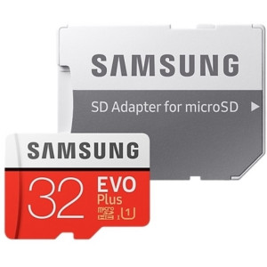 .32GB MicroSD (Class 10) UHS-I (U1)+SD adapter, Samsung EVO Plus MB-MC32GA (R/W:95/20MB/s)