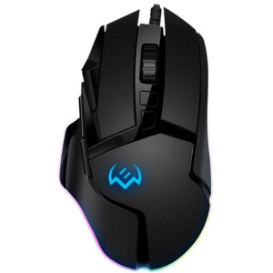 SVEN RX-G975 Gaming, Optical Mouse, 200-10000 dpi, 9+1 buttons (scroll wheel),  DPI switching modes, Two navigation buttons (Forward and Back), RGB backlight, Soft Touch coating, USB, 1.8m, Black