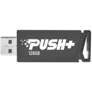 128GB USB3.2 Patriot PUSH+ Black, Capless design, Light weight of 10g (Read 45 MByte/s, Write 18 MByte/s)