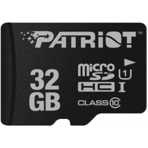 32GB microSD Class10 U1 UHS-I + SD adapter  Patriot LX Series microSD, Up to 80MB/s